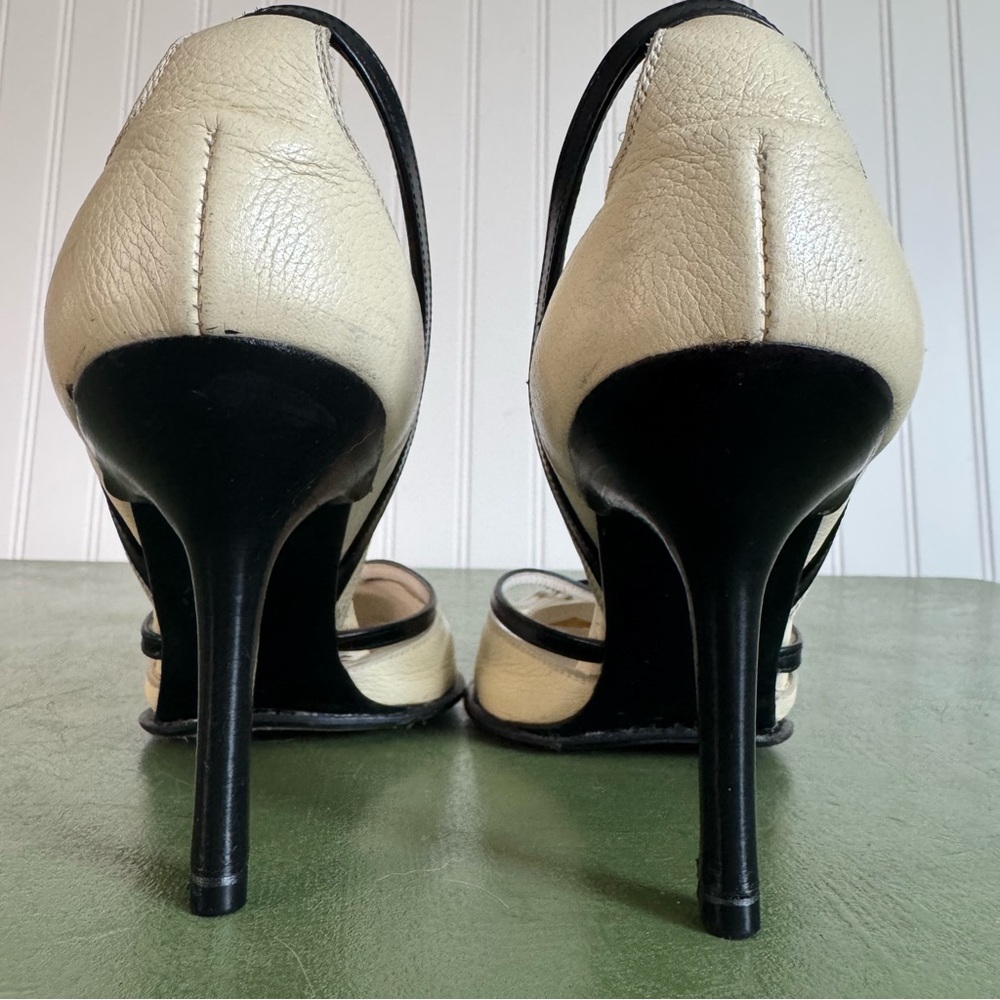 Narcisso Rodriguez Two Tone Closed Toe Heels in Cream & Black Leather *Italy* - Picture 6 of 9